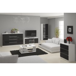KOMODA K 120 cm 8 SZUFLAD AKRYL GRAFIT WYSOKI POŁYSK