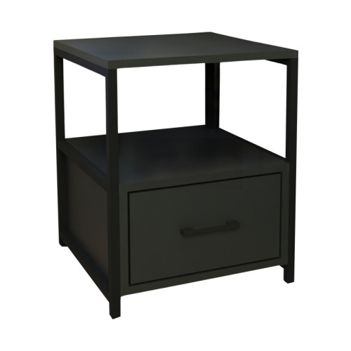 Table de chevet en métal noir anthracite 45x45x57 cm
