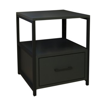 Table de chevet en métal noir anthracite 45x45x57 cm
