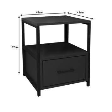 Table de chevet en métal noir anthracite 45x45x57 cm
