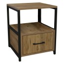Table de chevet bois et métal 1 tiroir marron noir 45x45x57 cm
