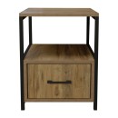 Table de chevet bois et métal 1 tiroir marron noir 45x45x57 cm
