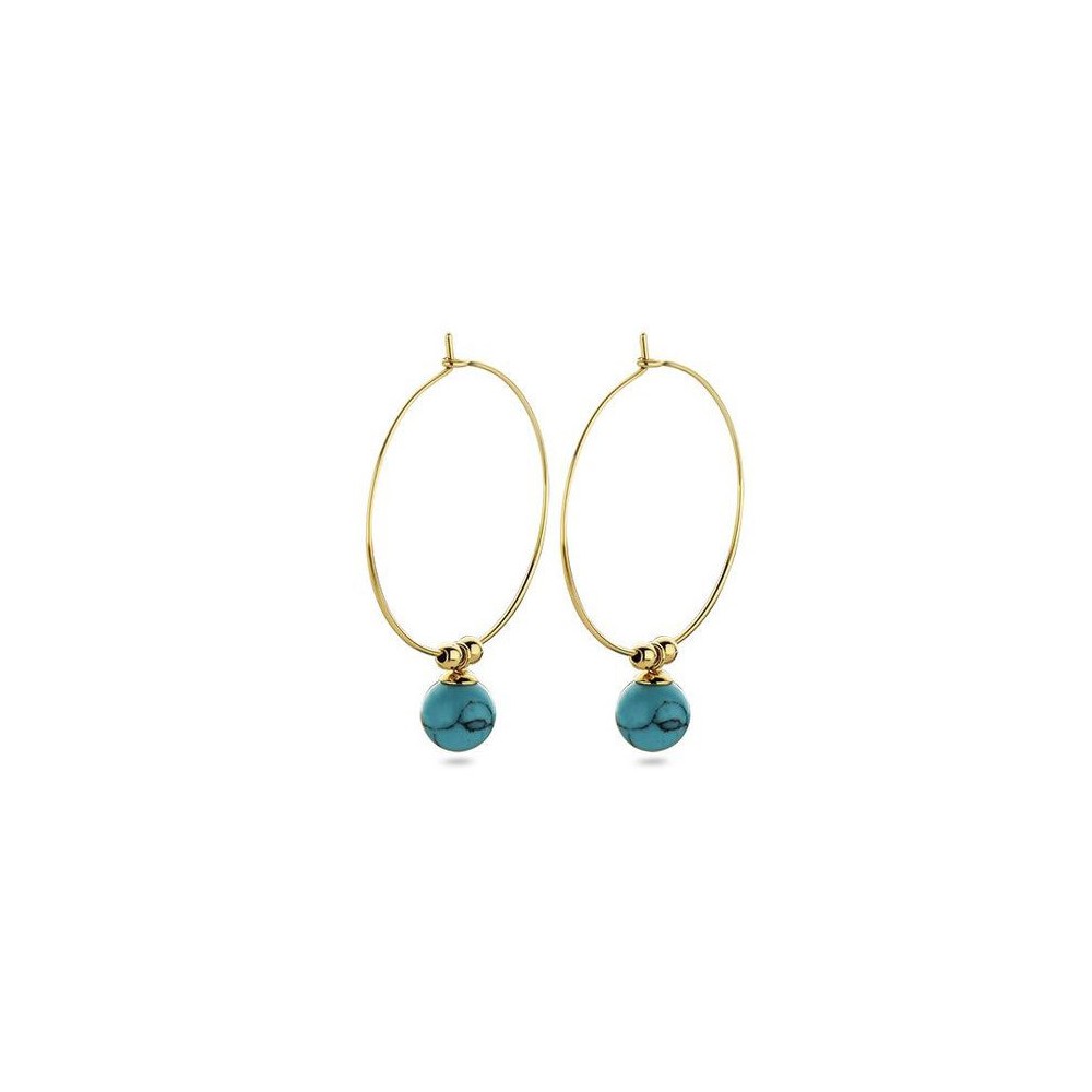 Victoria Gold-Colored Blue Pearl Earrings