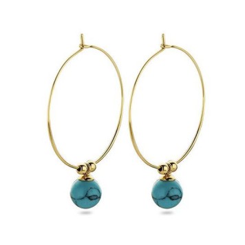 Victoria Gold-Colored Blue Pearl Earrings