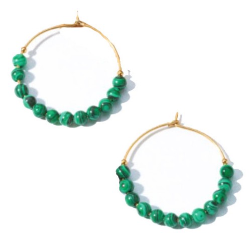 Victoria Gold-Colored Green Beaded Earrings