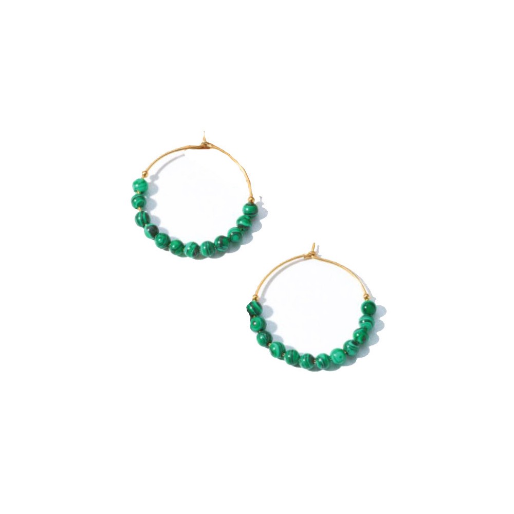 Victoria Gold-Colored Green Beaded Earrings