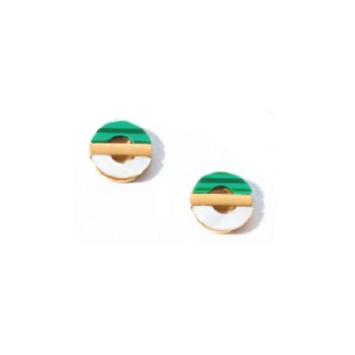 Victoria Gold Colored Green Patterned Earrings