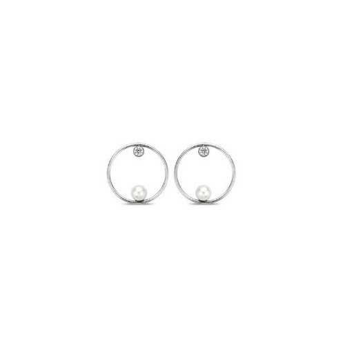 Victoria Silver-colored white pearl earrings