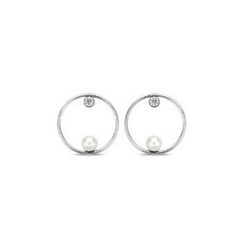 Victoria Silver-colored white pearl earrings