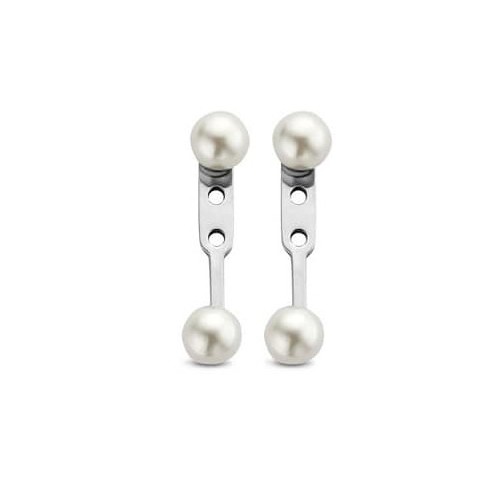 Victoria Silver-colored white pearl earrings