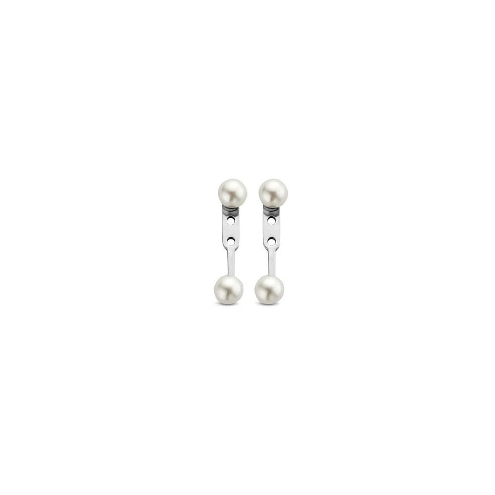 Victoria Silver-colored white pearl earrings