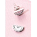 Victoria Silver-colored half-circle white stone earrings