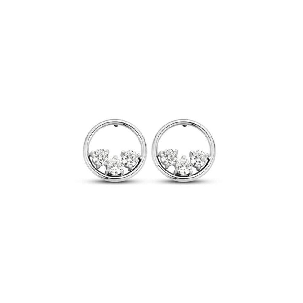 Victoria Silver Colored White Stone Earrings