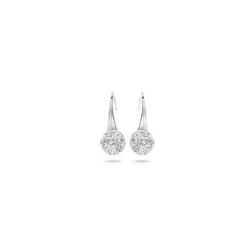 Victoria Silver colored white stone hook earrings