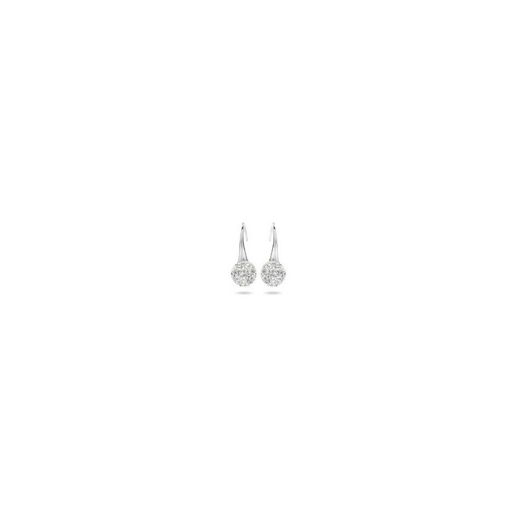 Victoria Silver colored white stone hook earrings