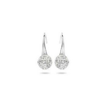 Victoria Silver colored white stone hook earrings