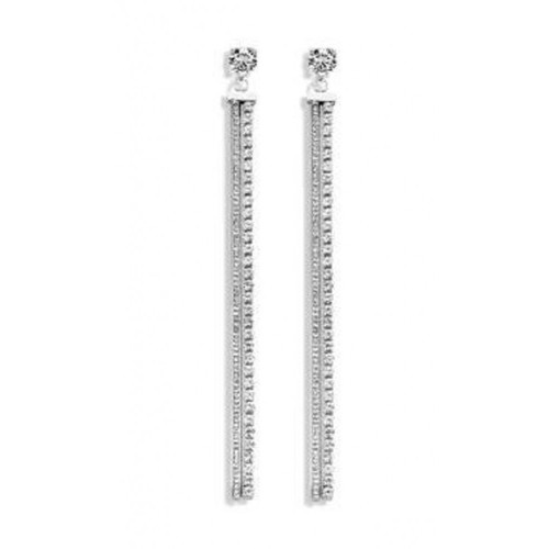 Victoria Silver Color White Stone Long Earrings