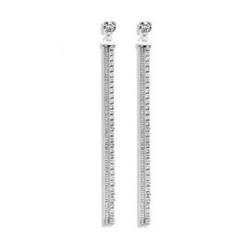 Victoria Silver Color White Stone Long Earrings