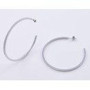 Victoria Silver Colored White Stone Hoop Earrings