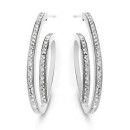 Victoria Silver color white stone hoop earrings