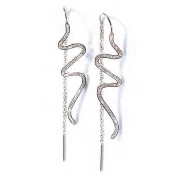 Victoria Silver-colored white stone snake earrings