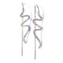 Victoria Silver-colored white stone snake earrings