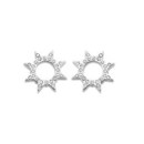 Victoria Silver Colored White Stone Sun Earrings