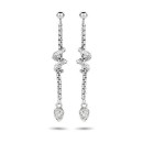 Victoria Silver Colored White Stone Spiral Earrings