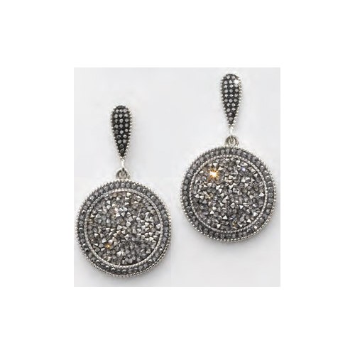 Victoria Silver-colored black stone earrings