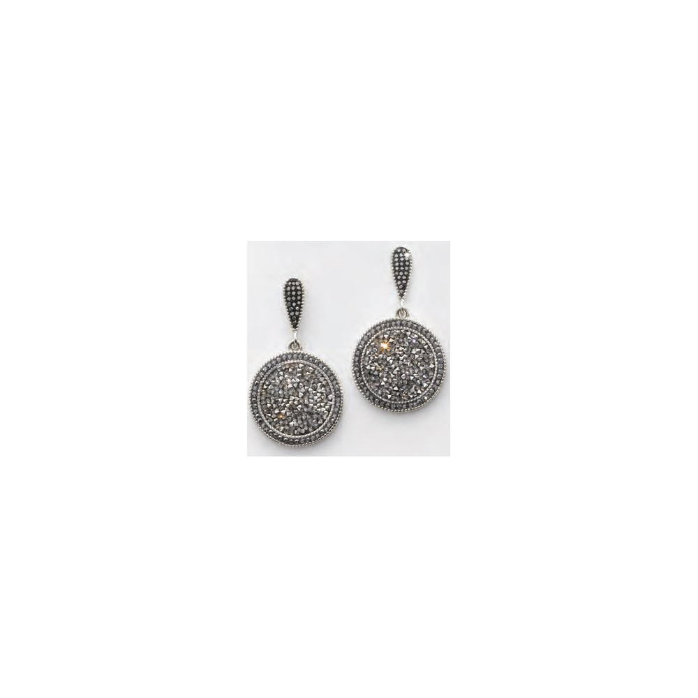 Victoria Silver-colored black stone earrings