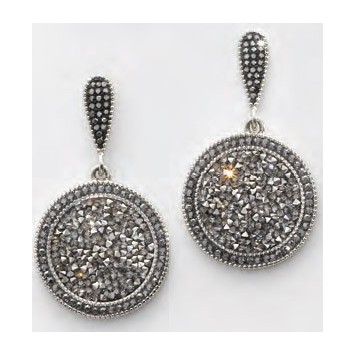 Victoria Silver-colored black stone earrings