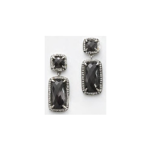 Victoria Silver colored black stone earrings