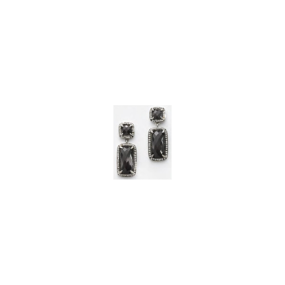 Victoria Silver colored black stone earrings