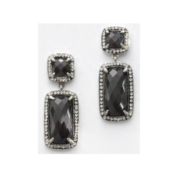 Victoria Silver colored black stone earrings