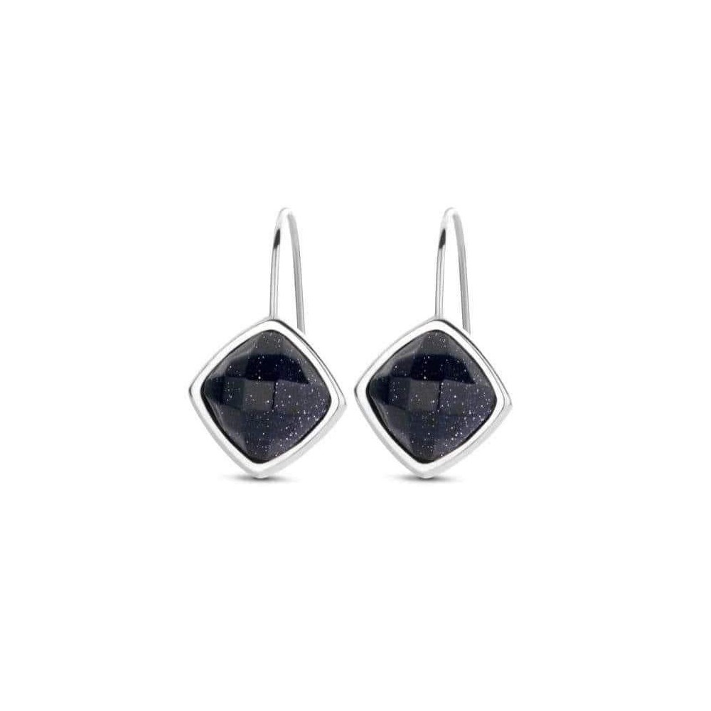 Victoria Silver-colored black stone earrings