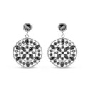 Victoria Silver Colored Black Stone Earrings