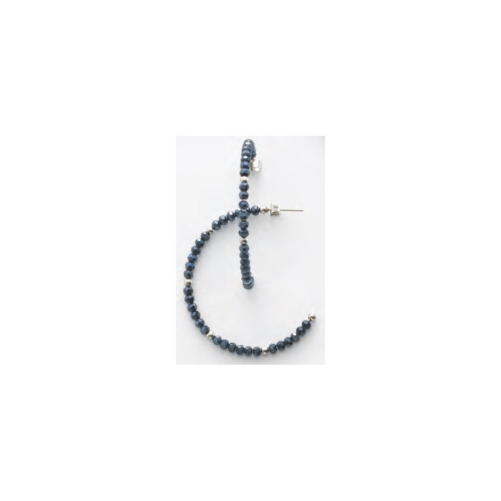 Victoria Silver-colored blue beaded earrings