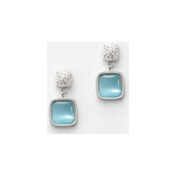 Victoria Silver-Colored Blue Stone Earrings