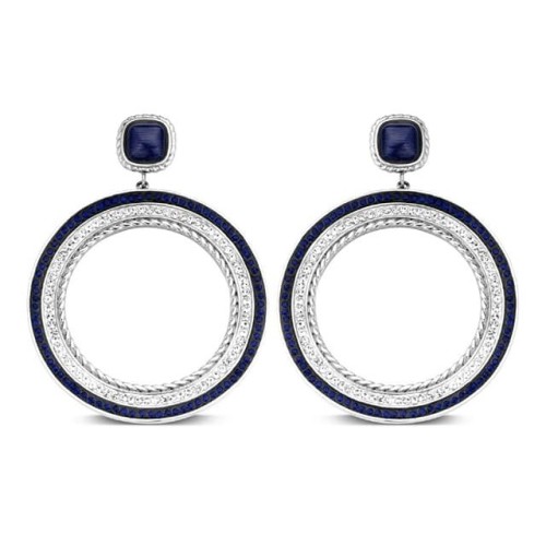 Victoria Silver-colored blue and white stone earrings