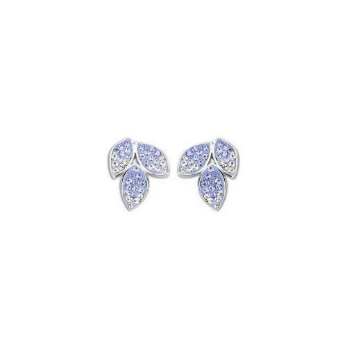 Victoria Silver Colored Blue, White Stone Petal Earrings