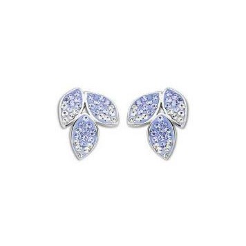 Victoria Silver Colored Blue, White Stone Petal Earrings