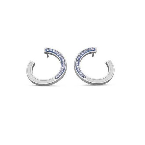 Victoria Silver colored blue, white patterned earrings