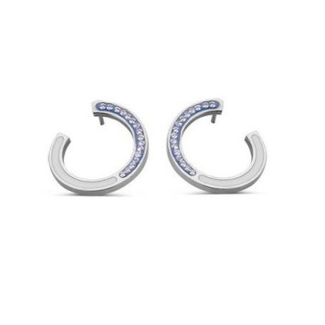 Victoria Silver colored blue, white patterned earrings