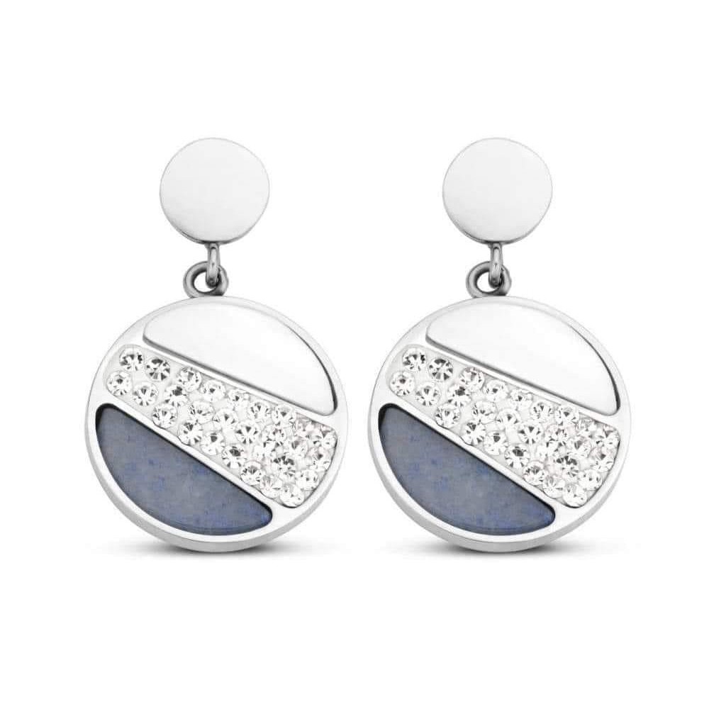 Victoria Silver-colored stone-patterned earrings