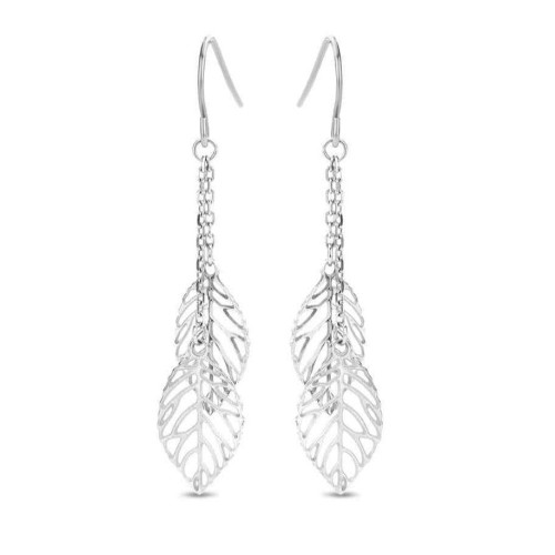 Victoria Silver-colored leaf patterned earrings