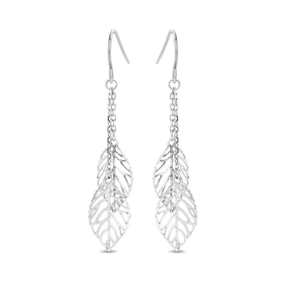 Victoria Silver-colored leaf patterned earrings