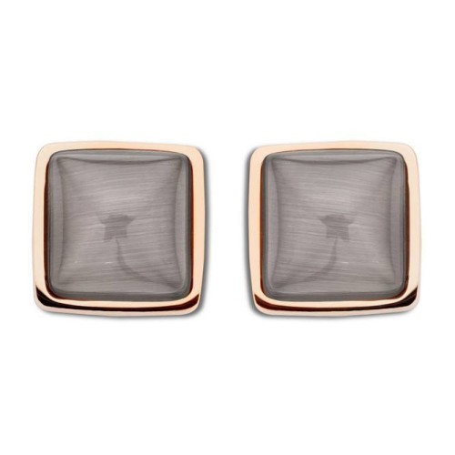 Victoria Rose gold colored earrings with brown gem