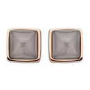 Victoria Rose gold colored earrings with brown gem
