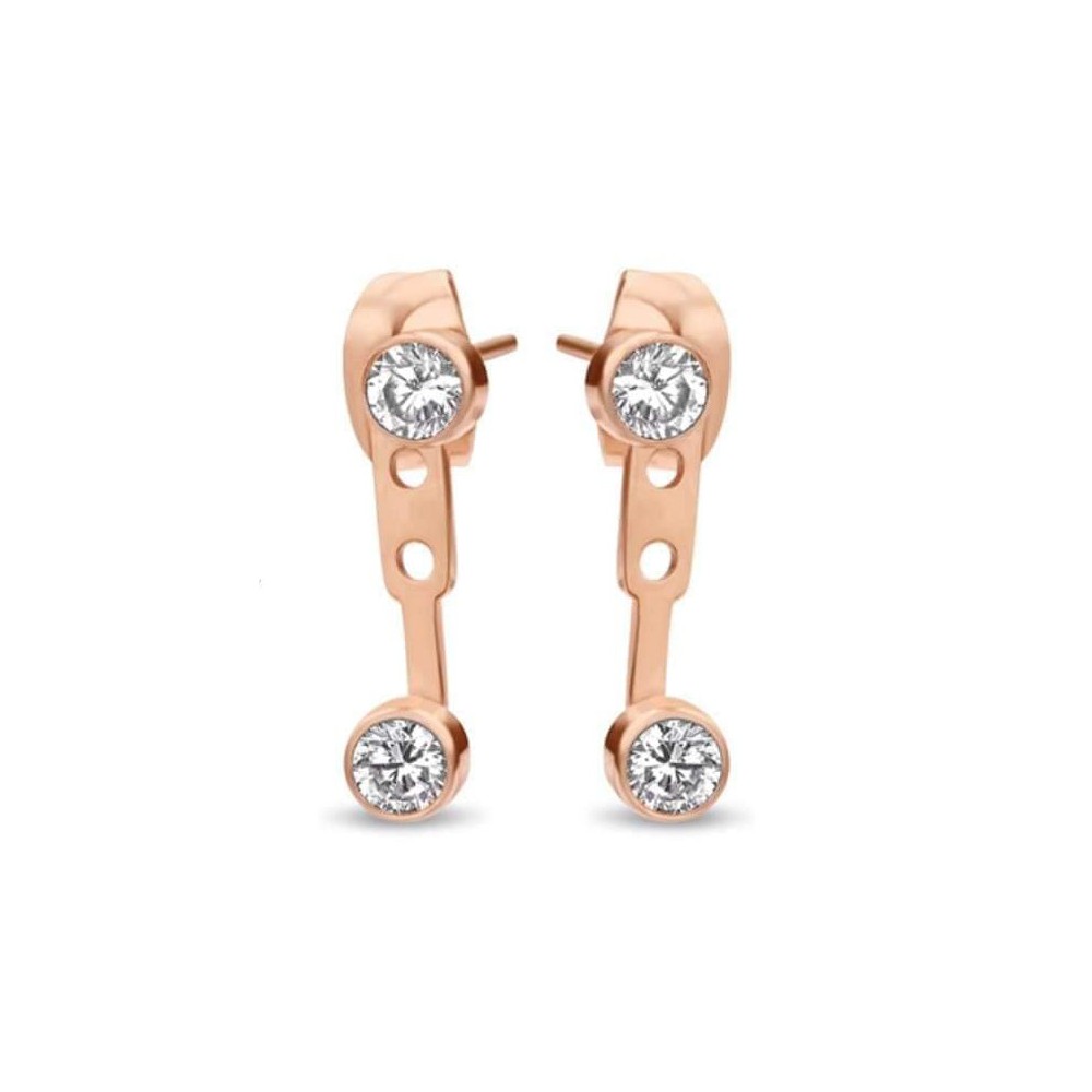Victoria Rose gold colored white stone earrings