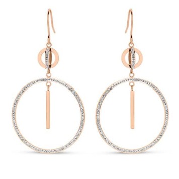 Victoria Rose gold colored hoop earrings with white stones